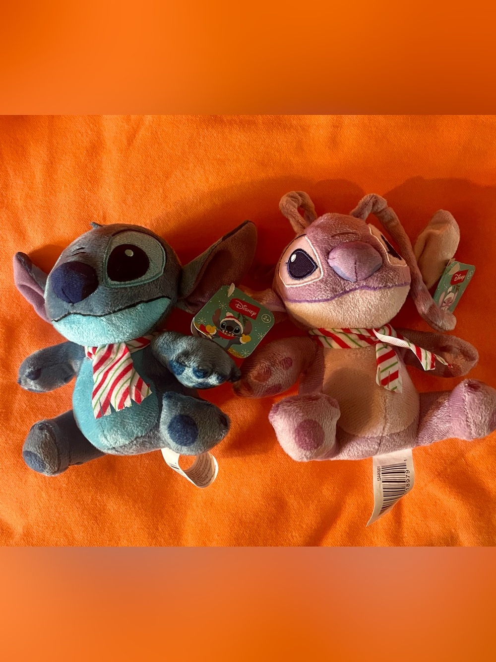 Disney Stitch & Angel plushies- 6”’s. Christmas edition.